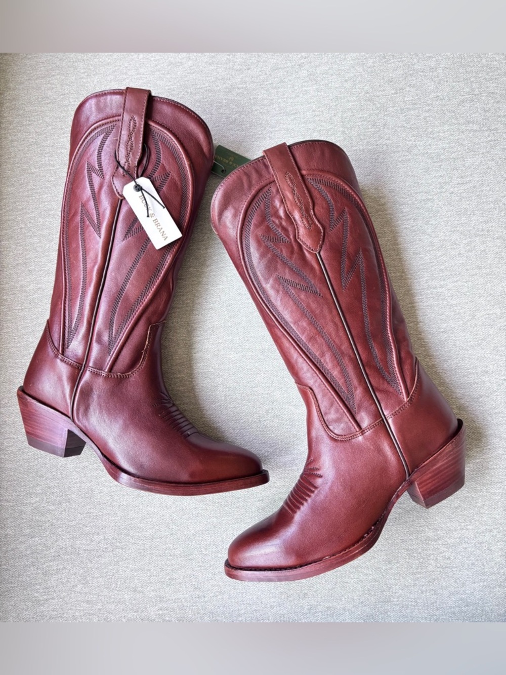 Buck & Brana Avery Cross Leather Western Cowboy Boots 7.5 NEW